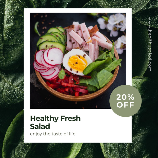 Designvorlage Healthy Fresh Salad With Discount Offer für Instagram