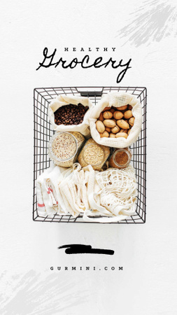 Szablon projektu Healthy Grocery in Shopping Basket Instagram Story