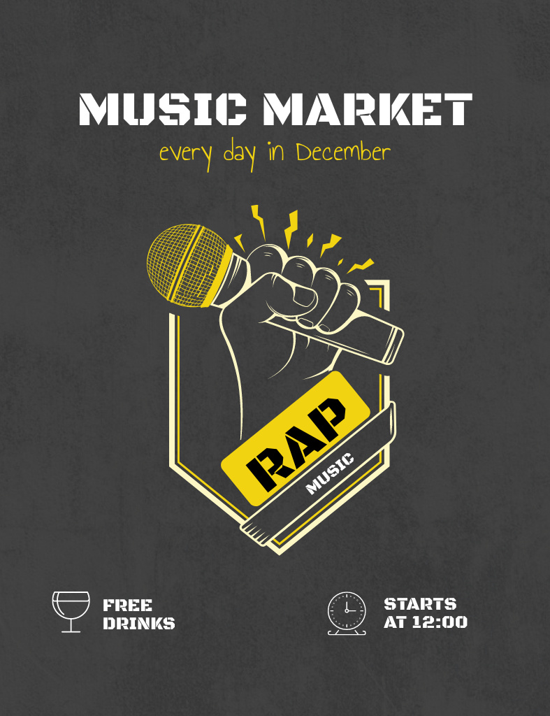 Music and Rap Market Ad Invitation 13.9x10.7cm – шаблон для дизайна
