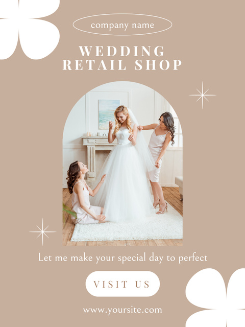Wedding Dresses Boutique on Beige Poster US Tasarım Şablonu
