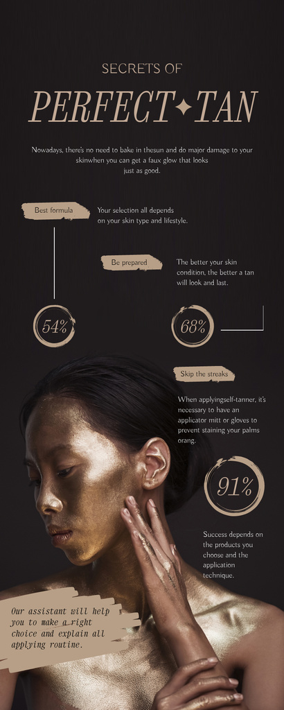 Tanning Service Ad with Asian Woman Infographic Tasarım Şablonu