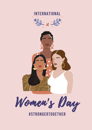 Beautiful Diverse Women on Women's Day Poster Design Template