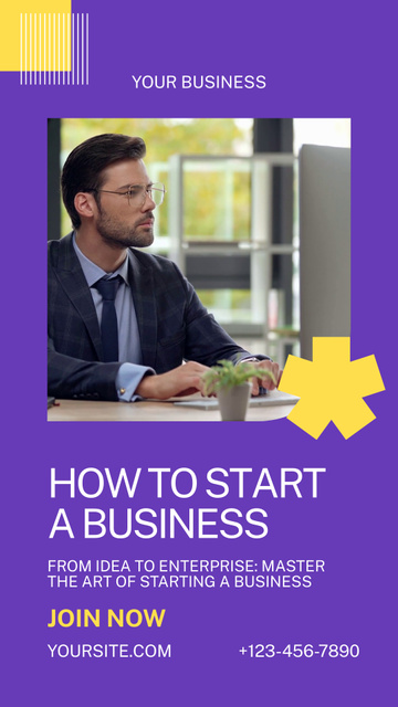 Tips How to Start Business with Man working on Laptop Instagram Video Story Πρότυπο σχεδίασης
