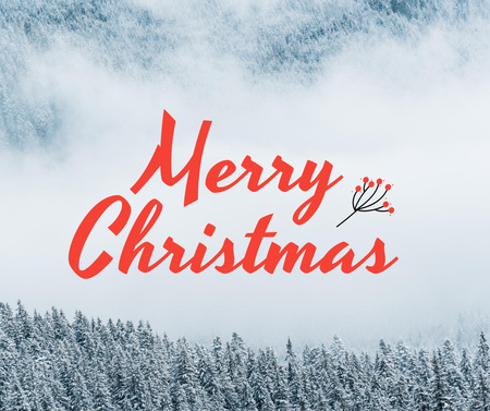 Christmas Holiday Greeting with Snowy Trees Facebook Design Template