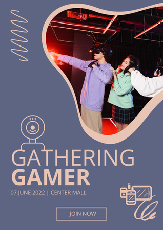 Ontwerpsjabloon van Poster van Gamer-evenement verzamelen