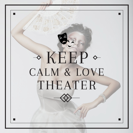 Theater Quote Woman Performing in White Instagram AD Design Template