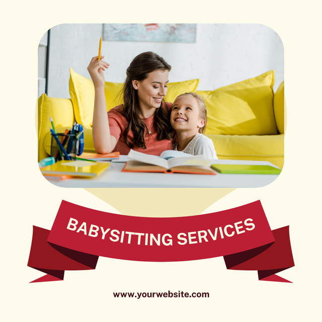Babysitting Services for Preschoolers Instagram Modelo de Design