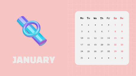 Abstract Figures on Pink Calendar Design Template