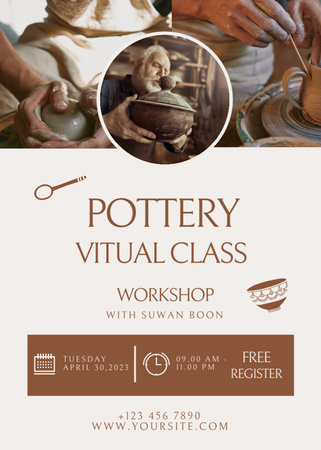 Template di design Annuncio del seminario di lezioni virtuali di ceramica Flayer