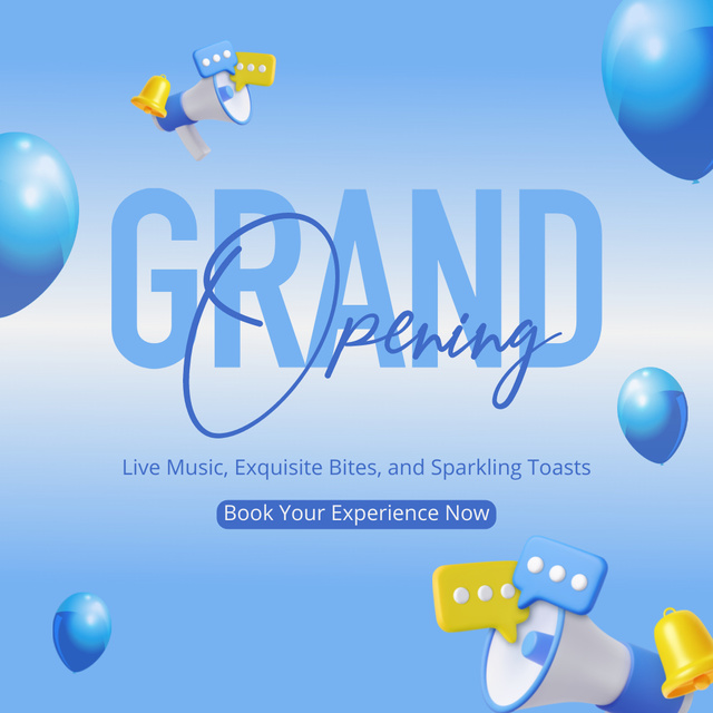 Designvorlage Unforgettable Grand Opening With Live Music and Booking für Instagram AD