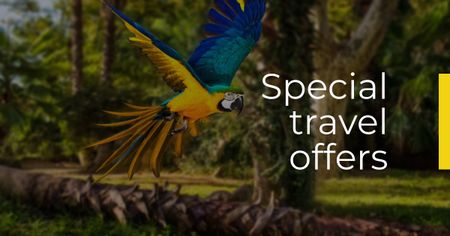 Exotic Tours Offer Parrot Flying in Forest Facebook AD Design Template