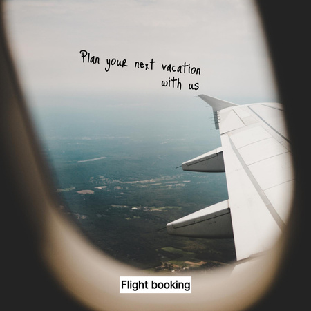 Travel Inspiration with Plane WIndow View Instagram Tasarım Şablonu