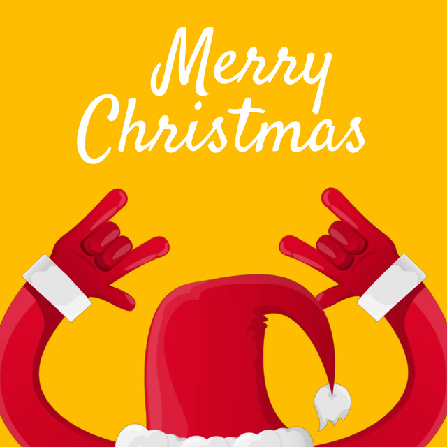 Ontwerpsjabloon van Animated Post van Santa showing rock sign on Christmas