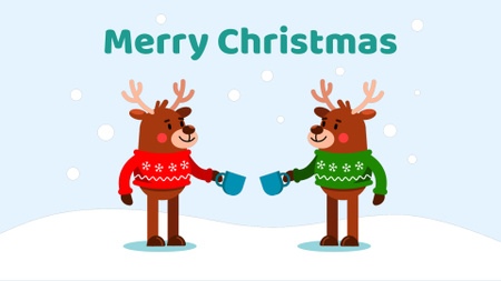 Designvorlage Happy deer in Christmas sweaters für Full HD video