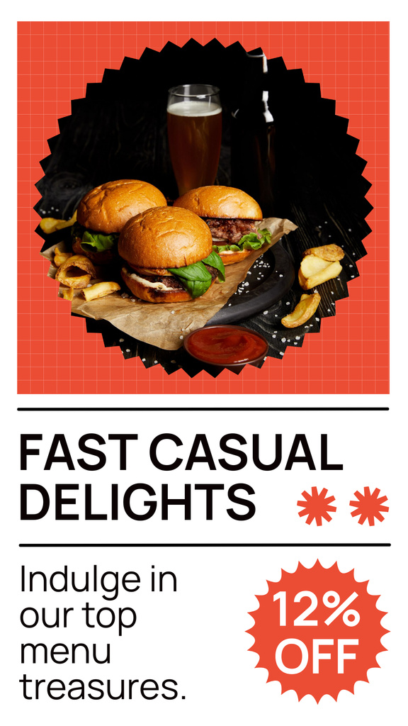 Ontwerpsjabloon van Instagram Story van Fast Casual Delights at Restaurant Offer