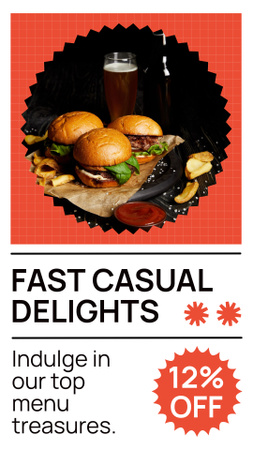 Fast Casual Delights at Restaurant Offer Instagram Story Design Template