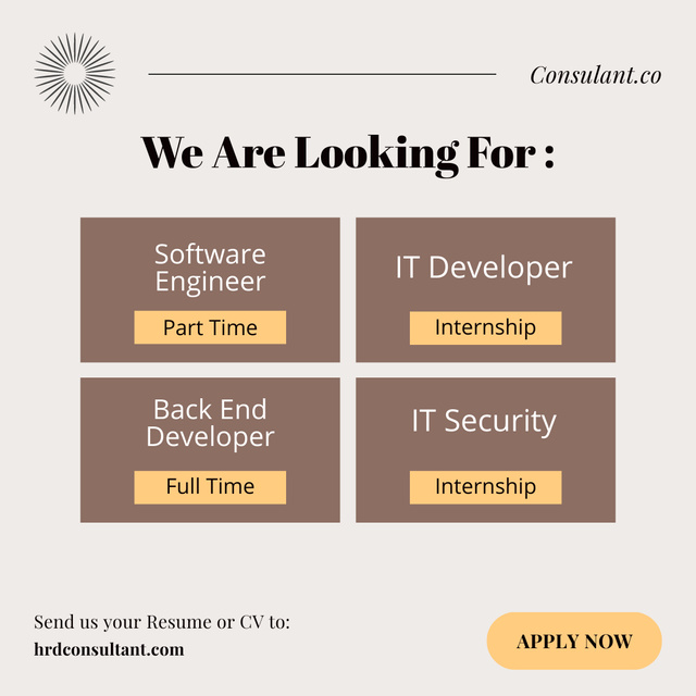 IT Developers and Engineers Hiring Ad Beige Instagramデザインテンプレート