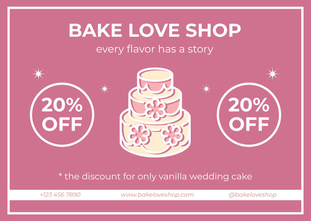 Bakery Ad with Wedding Cake Card Design Template