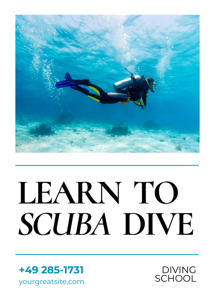 Scuba Diving School Postcard A6 Vertical – шаблон для дизайна
