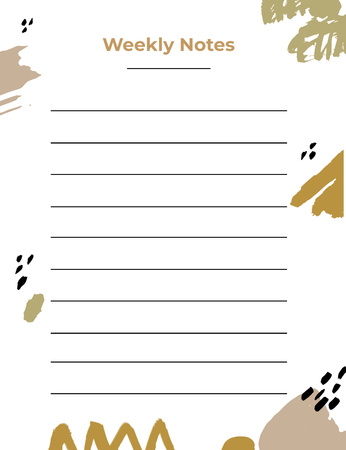 Weekly Planner With Abstract Beige Blots Notepad 107x139mm Design Template