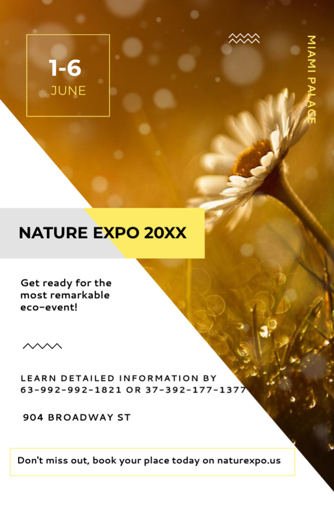 Nature Expo Announcement Blooming Daisy Flower Invitation 5.5x8.5inデザインテンプレート