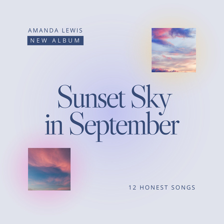 Designvorlage Musikveröffentlichung mit Sonnenunterganghimmel für Album Cover