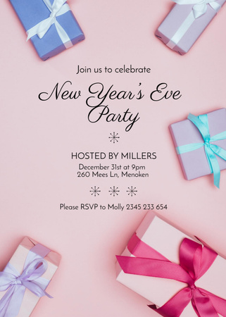 New Year's Party Pink Christmas Bauble Invitation Design Template