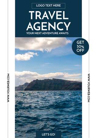 Travel Agency's Offer with Seascape Poster Design Template