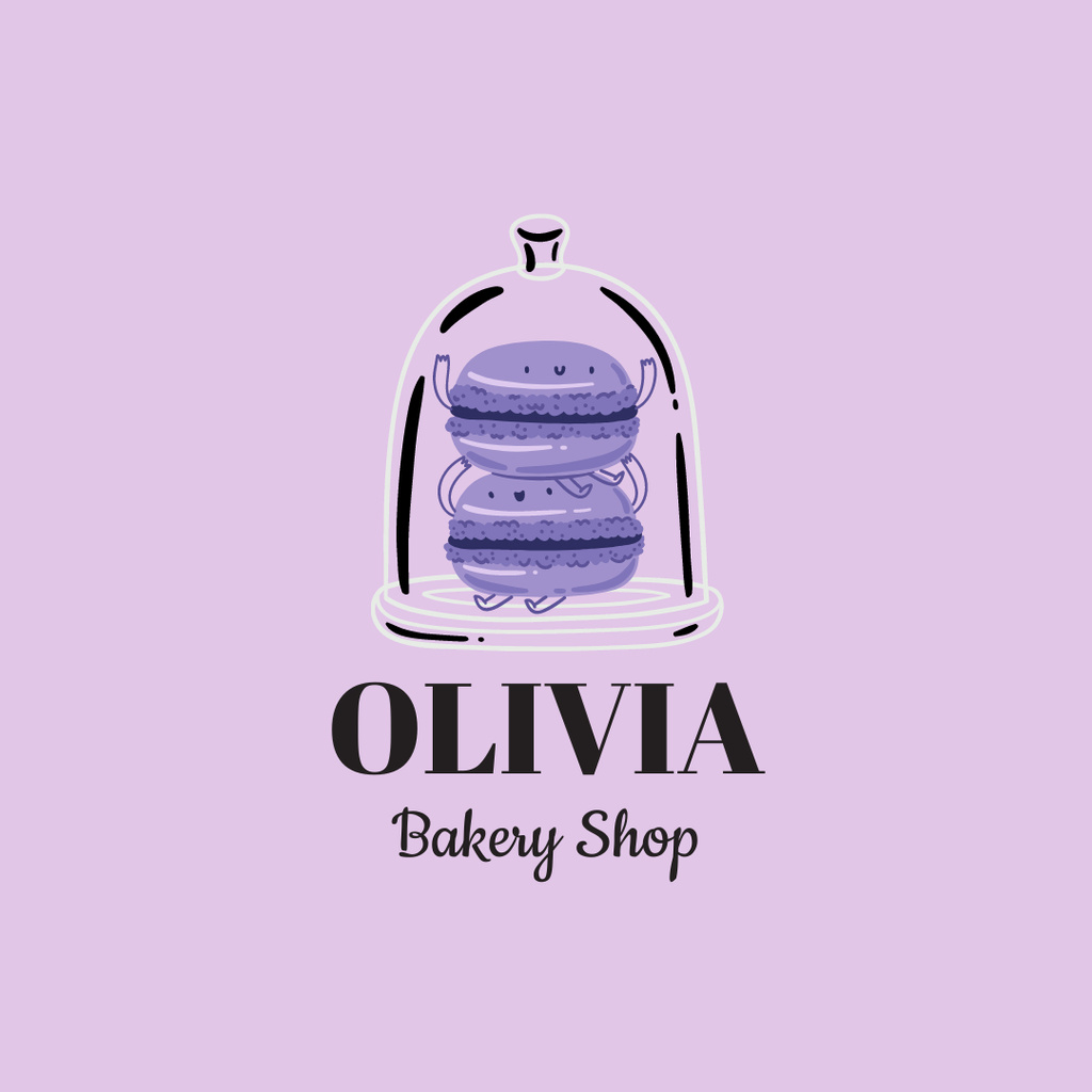 Bakery Shop Emblem in Purple Logo 1080x1080px – шаблон для дизайну