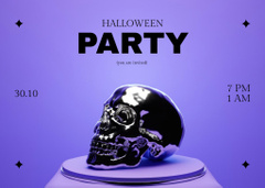 Halloween Party Ad with Silver Skull