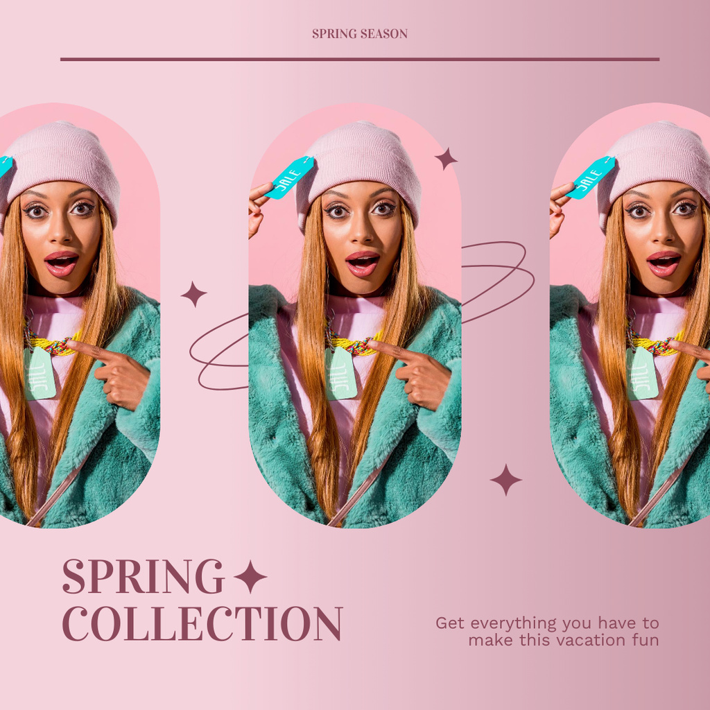 Designvorlage Women's Spring Fashion Sale Collage on Pink für Instagram AD