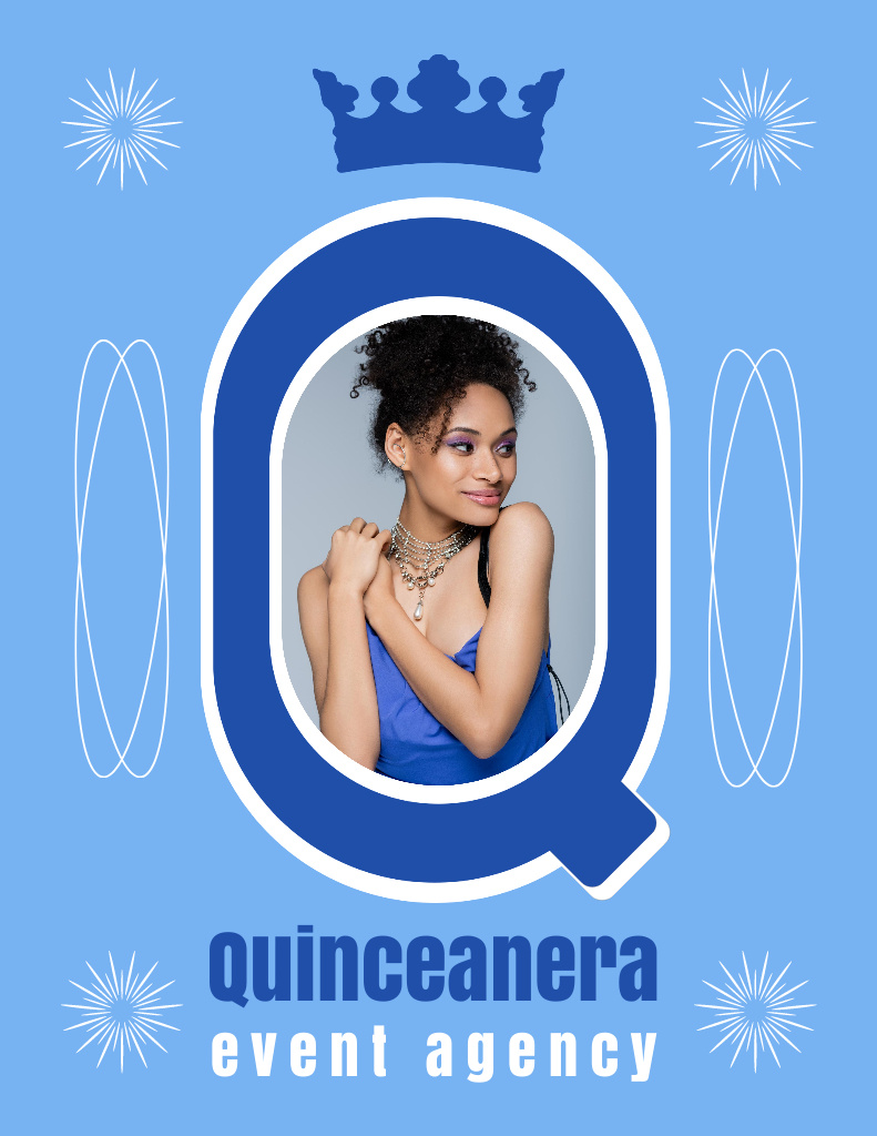 Ontwerpsjabloon van Flyer 8.5x11in van Events Agency Offers Quinceañera Organization
