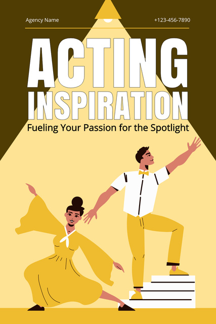 Illustration of Actors on Stage in Soffit Light Pinterest Design Template
