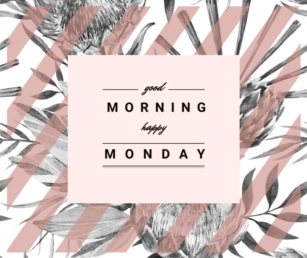 Template di design Monday Inspiration quote on Floral Pattern Facebook