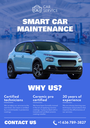 Plantilla de diseño de Oferta de Servicios de Mantenimiento Smart Car Poster 