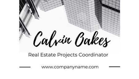 Real Estate Coordinator Ad with Glass Skyscrapers Business Card US Design Template
