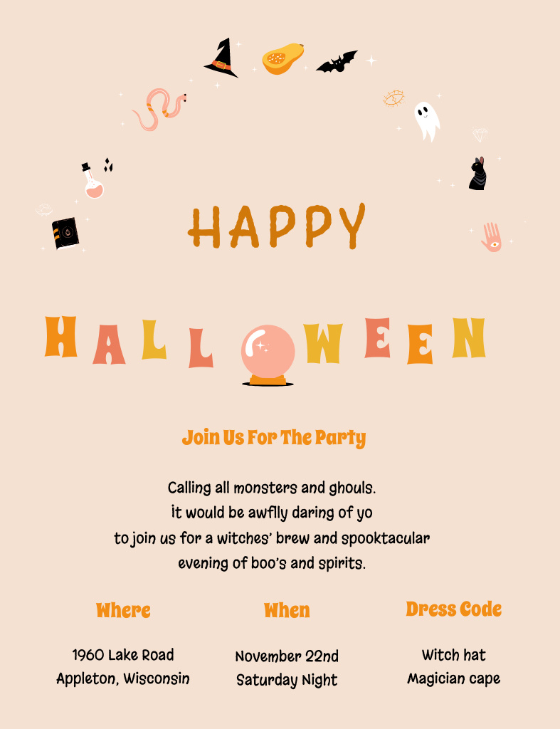 Welcome to Halloween Party Invitation 13.9x10.7cm Design Template