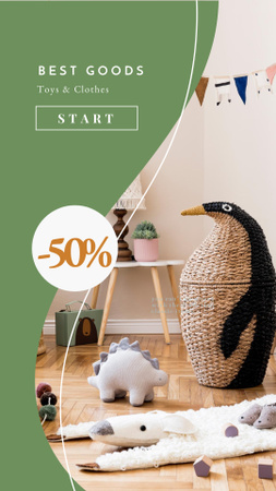 Modèle de visuel Sale Discount Offer with Cute Toys in Nursery - Instagram Story
