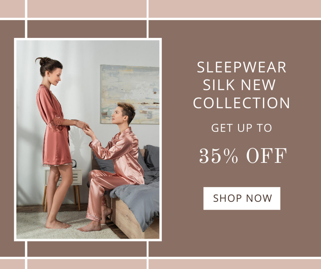 Silk Sleepwear Discount Announcement Facebook Πρότυπο σχεδίασης