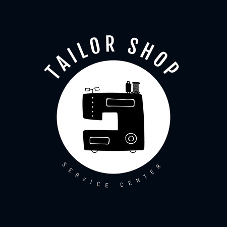 Tailor Shop Ad with Sewing Machine Logo Design Template