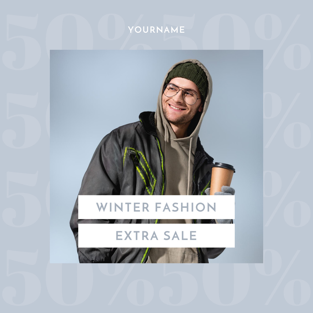 Winter Сollection of Modern Men’s Casual Clothing Instagram AD – шаблон для дизайна