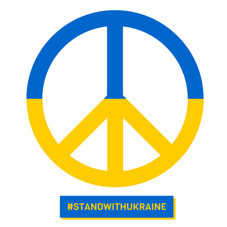 ウクライナの国旗を基調としたミニマルな平和の紋章 Instagramデザインテンプレート