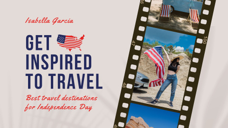 Template di design Offerta tour per il Giorno dell'Indipendenza degli Stati Uniti con donna sulla spiaggia Full HD video