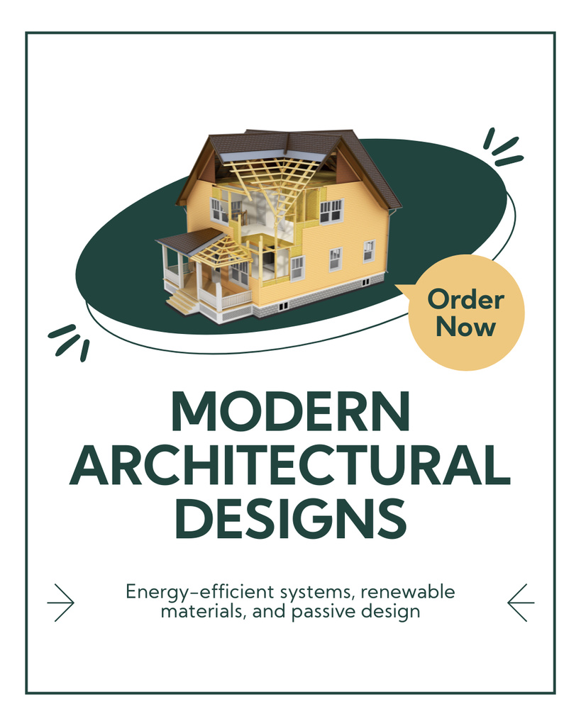 Modern Architectural Designs Ad with House Building Instagram Post Vertical Modelo de Design