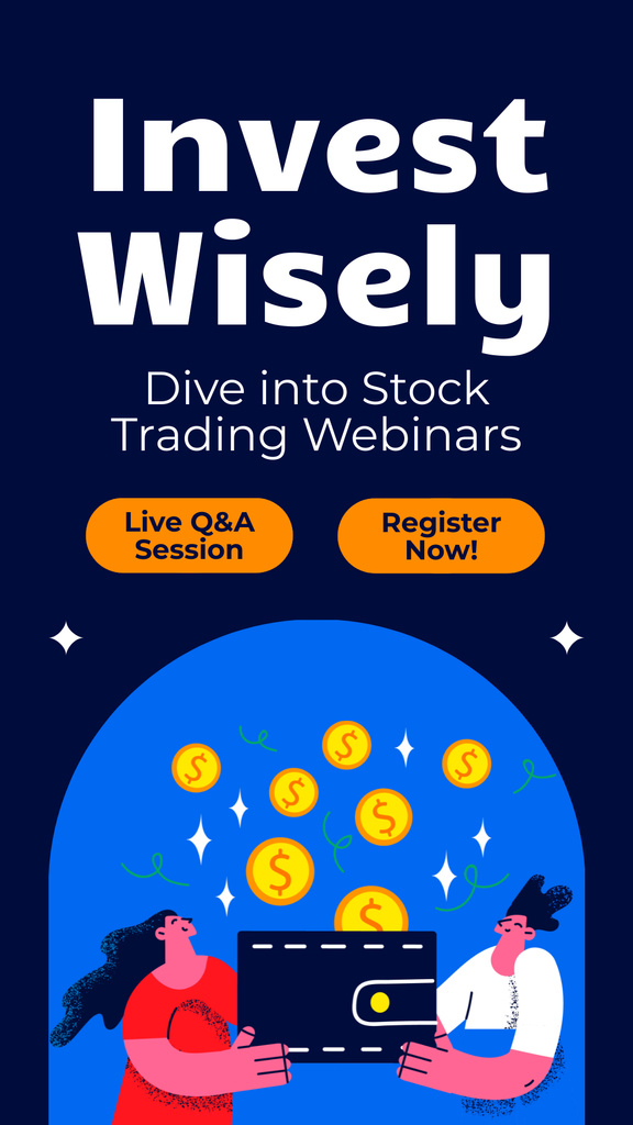 Webinar about Investments and Stock Trading Instagram Story Design Template