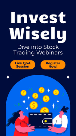 Webinar about Investments and Stock Trading Instagram Story Design Template