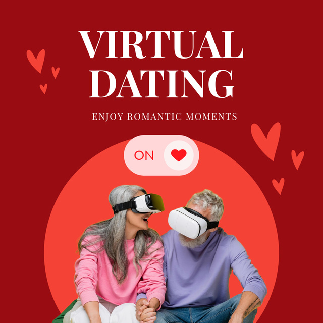 Romantic Virtual Dating Promotion Instagram tervezősablon