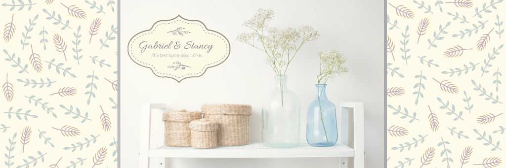 Home Decor Advertisement with Vases and Baskets Email header Design Template