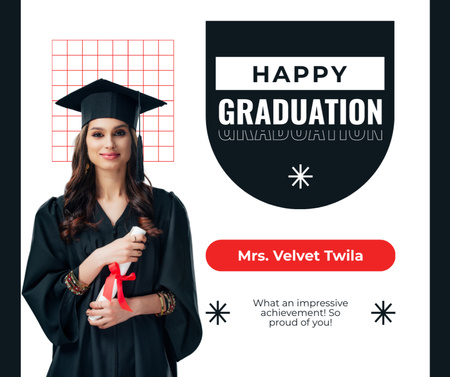 Young Girl Student at Graduation Party Facebook Design Template