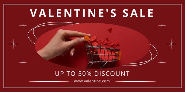 Template di design Valentine's Day Sale Announcement with Small Trolley Twitter